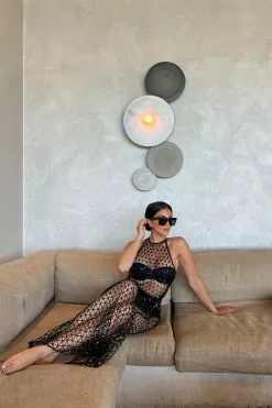 Stephsa X NA-KD Halterneck Glitter Maxi Dress -Party Dresses Sales 1775 000001 0002 social