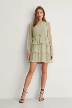 NA-KD Boho Flounce Dobby Mini Dress -Party Dresses Sales 5nakd flounce dobby mini dress 1014 001135 0324 01c