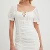 NA-KD Boho Anglaise Ruched Front Mini Dress