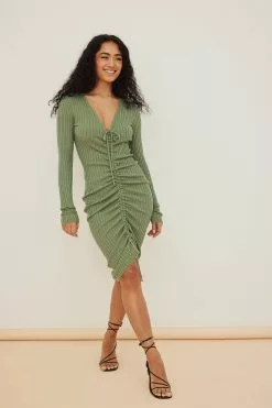 Anika Teller X NA-KD Ribbed V-neck Dress -Party Dresses Sales anikateller ribbed v neck dress 1648 000124 0052 8415