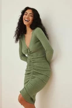 Anika Teller X NA-KD Ribbed V-neck Dress -Party Dresses Sales anikateller ribbed v neck dress 1648 000124 0052 8433 1