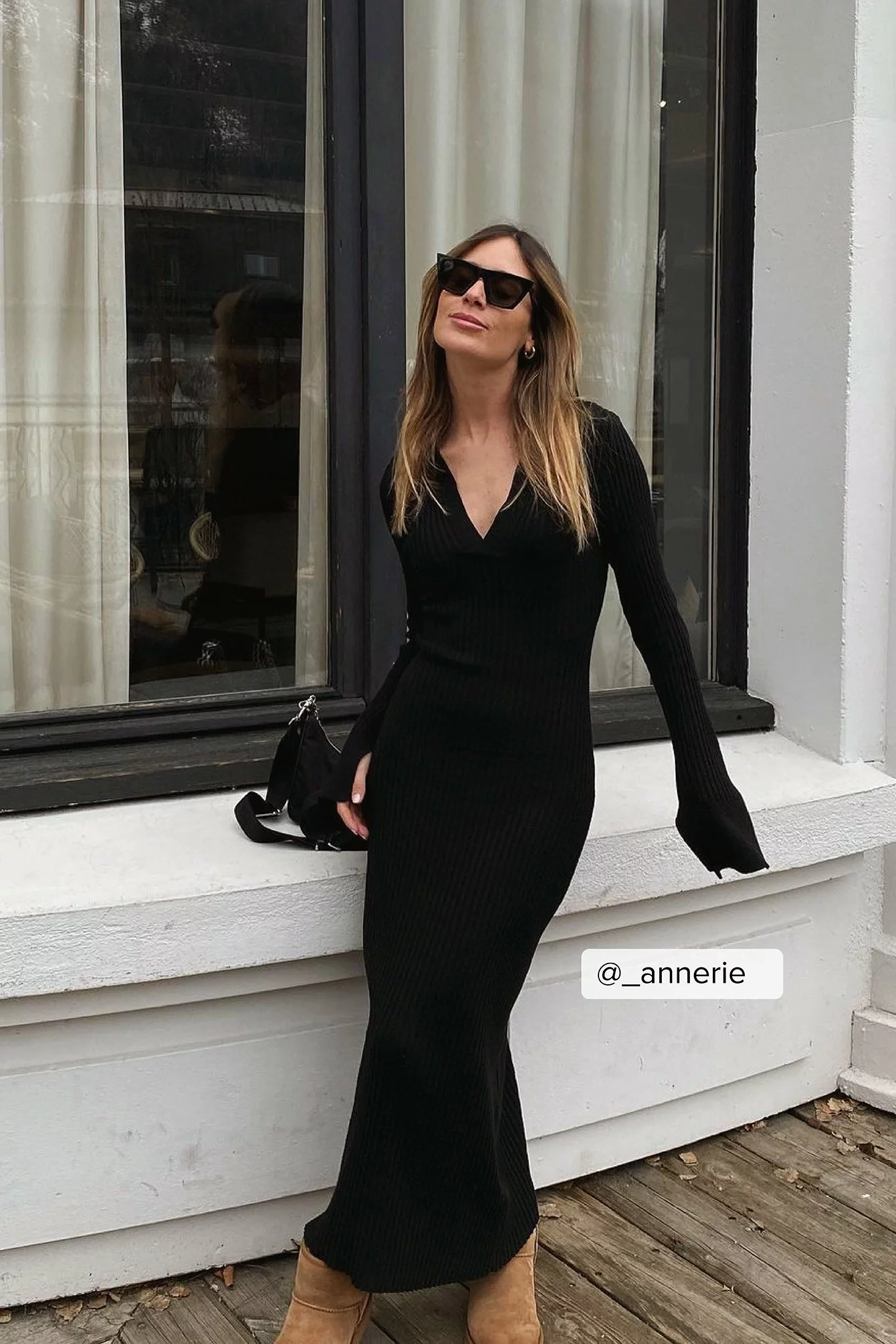 NA-KD Rib Knitted Trumpet Sleeve Dress 1 NA-KD Rib Knitted Trumpet Sleeve Dress