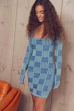 NA-KD ART Ribbed Contrast Dress