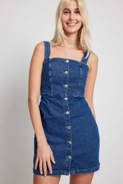 NA-KD Buttoned Denim Mini Dress
