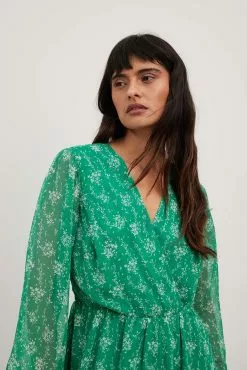 NA-KD Chiffon Overlap Puff Sleeve Mini Dress -Party Dresses Sales chiffon overlap puff sleeve mini dress 1100 006990 544234598