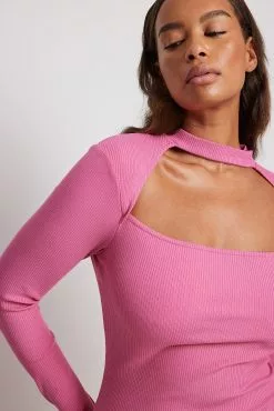 NA-KD Choker Square Neck Rib Dress -Party Dresses Sales choker square neck rib dress 1100 006838 00155838