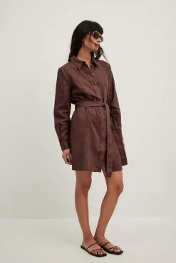 NA-KD Drawstring Linen Mini Dress -Party Dresses Sales drawstring linen mini dress 1100 006037 001734500 01c 2