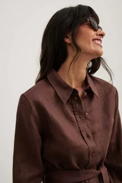 NA-KD Drawstring Linen Mini Dress -Party Dresses Sales drawstring linen mini dress 1100 006037 001734515