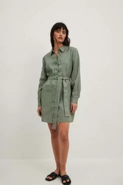 NA-KD Drawstring Linen Mini Dress -Party Dresses Sales drawstring linen mini dress 1100 006037 005234529 01c 1