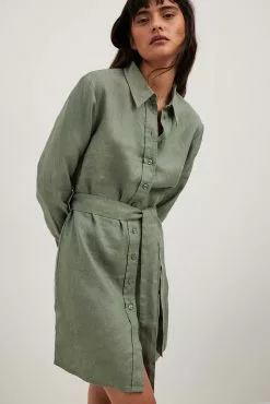 NA-KD Drawstring Linen Mini Dress -Party Dresses Sales drawstring linen mini dress 1100 006037 005234548 2