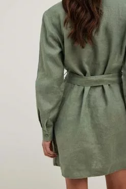 NA-KD Drawstring Linen Mini Dress -Party Dresses Sales drawstring linen mini dress 1100 006037 005234554 2