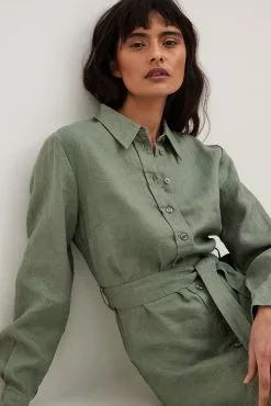 NA-KD Drawstring Linen Mini Dress -Party Dresses Sales drawstring linen mini dress 1100 006037 005234560 2