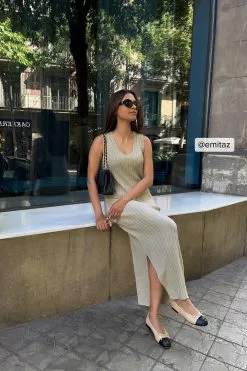 NA-KD Rib Knitted V-Neck Midi Dress -Party Dresses Sales emitaz 1100 007063 0140 social 2