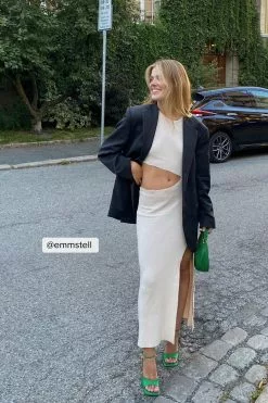 Alessa Winter X NA-KD Rib Cut Out Midi Dress