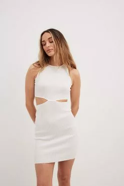 NA-KD Fine Knitted Cut Out Detail Mini Dress -Party Dresses Sales fine knitted cut out detail mini dress 1100 007090 00011141