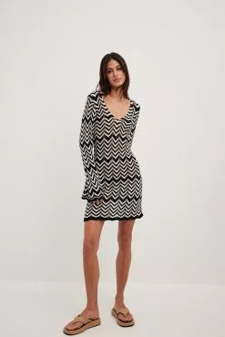 NA-KD Trend Fine Knitted Wavy Mini Dress -Party Dresses Sales fine knitted wavy mini dress 1018 010270 0041 3884