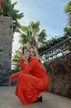 NA-KD Fluffy Knitted Scoop Neck Maxi Dress -Party Dresses Sales fluffy knitted scoop neck maxi dress 1100 006083 0261 03