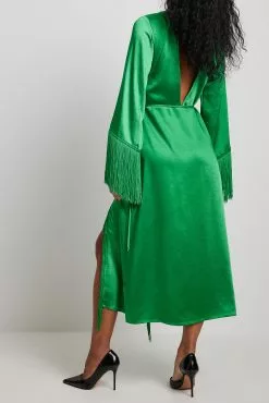 Picked By Hanna Schönberg Fringes Detail Satin Midi Dress -Party Dresses Sales fringes detail maxi dress 1787 000010 00860014