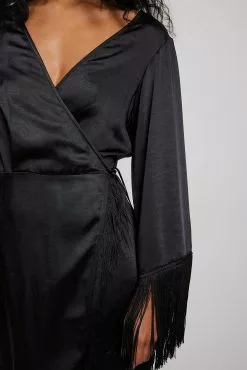 Picked By Hanna Schönberg Fringes Detail Satin Midi Dress -Party Dresses Sales fringes detail satin midi dress 1787 000010 00020382