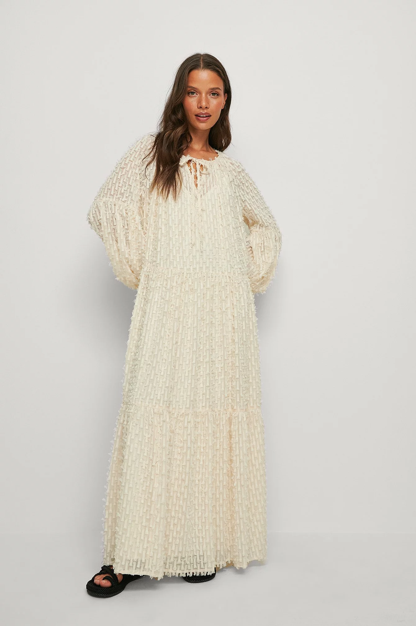 NA-KD Boho Fuzzy Textured Maxi Dress 3 NA-KD Boho Fuzzy Textured Maxi Dress - Image 3
