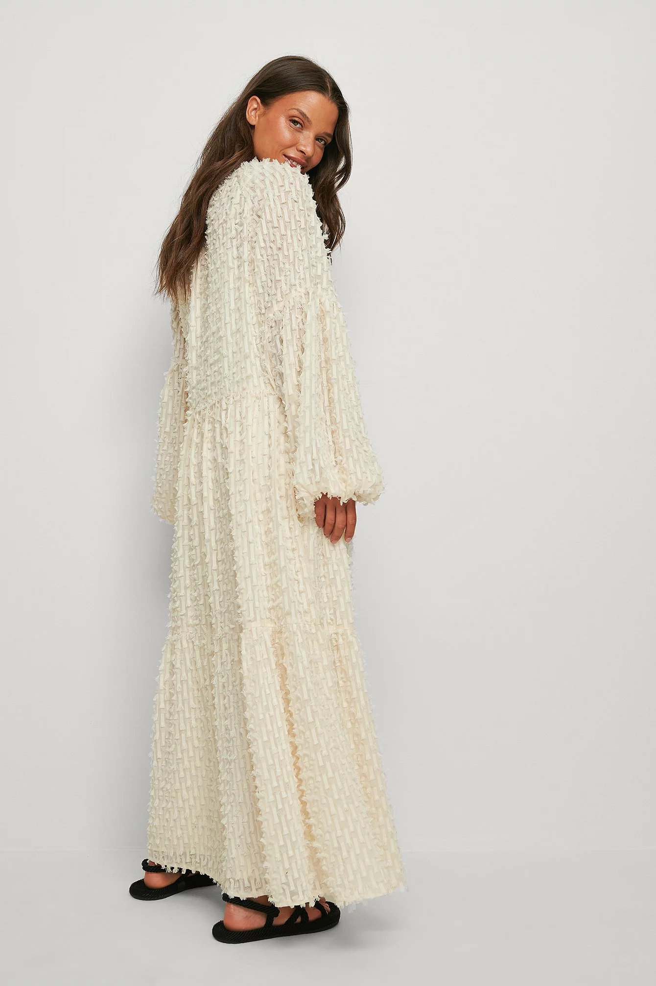 NA-KD Boho Fuzzy Textured Maxi Dress 2 NA-KD Boho Fuzzy Textured Maxi Dress - Image 2