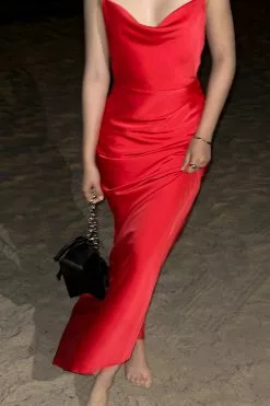 NA-KD Party Gathered Maxi Satin Dress -Party Dresses Sales gathered maxi satin dress 1018 009265 0004 08