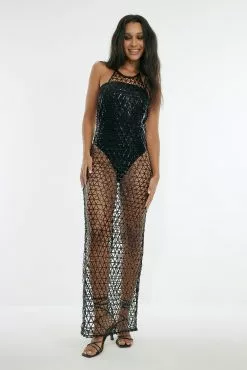 Stephsa X NA-KD Halterneck Glitter Maxi Dress -Party Dresses Sales halterneck glitter maxi dress 1775 000001 0002 5