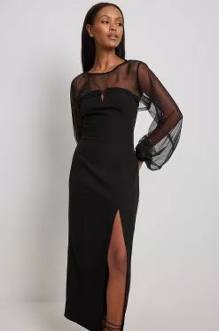 Lovisa Barkman X NA-KD High Slit Detailed Midi Dress 9 Lovisa Barkman X NA-KD High Slit Detailed Midi Dress -Party Dresses Sales high slit detailed midi dress 1783 000007 00020310