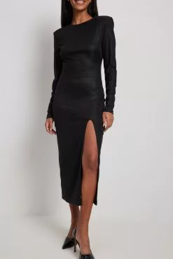 Lovisa Barkman X NA-KD High Slit Glitter Midi Dress -Party Dresses Sales high slit glitter midi dress 1783 000016 0002 02