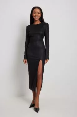 Lovisa Barkman X NA-KD High Slit Glitter Midi Dress