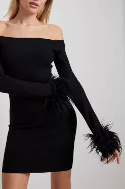 NA-KD Trend Knitted Faux Fur Trim Mini Dress -Party Dresses Sales knitted faux fur trim mini dress 1018 009866 000228388