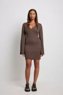NA-KD Knitted Mini Lurex Dress -Party Dresses Sales knitted mini lurex deep back dress 1100 006427 00174917