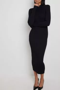 NA-KD Trend Knitted Shoulder Pads Maxi Dress