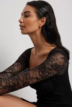 NA-KD Party Lace LS Mini Dress -Party Dresses Sales lace ls mini dress 1017 002154 000213068