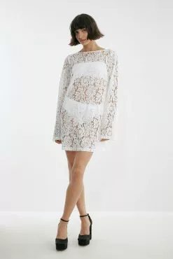 Josefine Hj X Na-Kd Embroidered Mini Dress -Party Dresses Sales lace mini dress 1708 000111 00011121