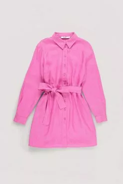 NA-KD Drawstring Linen Mini Dress -Party Dresses Sales linen shirt mini dress 1100 006037 0015 flatlay 2