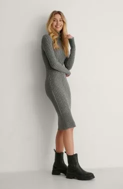 Lisa-Marie Schiffner X NA-KD Cable Knitted Midi Dress