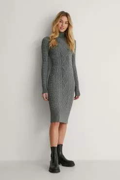 Lisa-Marie Schiffner X NA-KD Cable Knitted Midi Dress -Party Dresses Sales lisa marie cable knitted midi dress 1688 000022 0008 04c r