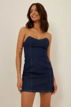 NA-KD Trend Corset Denim Dress