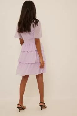 NA-KD Recycled Dobby Smocked Flounce Dress 19 NA-KD Recycled Dobby Smocked Flounce Dress -Party Dresses Sales na kd dobby smocked flounce dress 1100 004586 0368 04