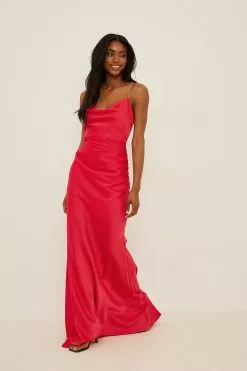 NA-KD Party Gathered Maxi Satin Dress -Party Dresses Sales na kd gathered maxi satin dress 1018 009265 00040692