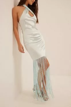 NA-KD Party Halterneck Fringe Detail Dress