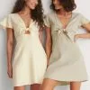 NA-KD Trend Tie Front Linen Dress