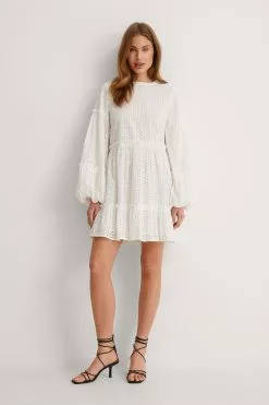NA-KD Boho Anglaise Balloon Sleeve Frill Dress