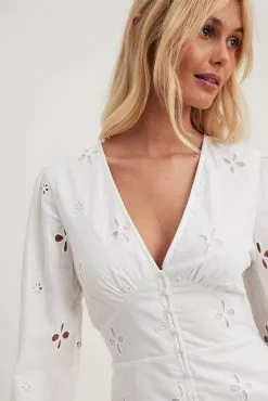 NA-KD Boho Anglaise Balloon Sleeve Mini Dress 7 NA-KD Boho Anglaise Balloon Sleeve Mini Dress -Party Dresses Sales nakd anglaise balloon sleeve mini dress 1014 001497 0001 23004