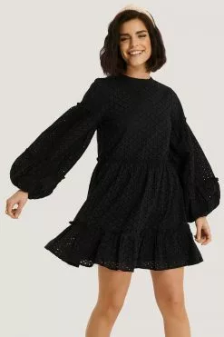 NA-KD Boho Anglaise Balloon Sleeve Frill Dress -Party Dresses Sales nakd anglaise frill dress 1014 000872 0002 01j