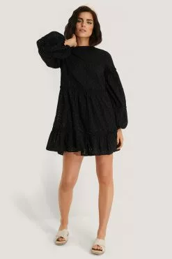 NA-KD Boho Anglaise Balloon Sleeve Frill Dress -Party Dresses Sales nakd anglaise frill dress 1014 000872 0002 03c