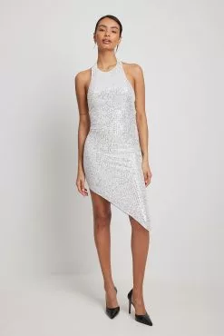 NA-KD Party Asymmetric Sleeveless Sequin Midi Dress