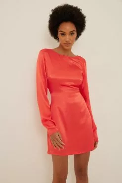 NA-KD Party Back Detail Mini Satin Dress -Party Dresses Sales nakd back detail mini satin dress 1017 001111 0256 2242