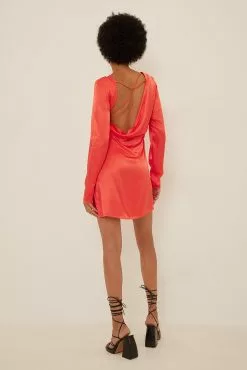 NA-KD Party Back Detail Mini Satin Dress -Party Dresses Sales nakd back detail mini satin dress 1017 001111 0256 2260